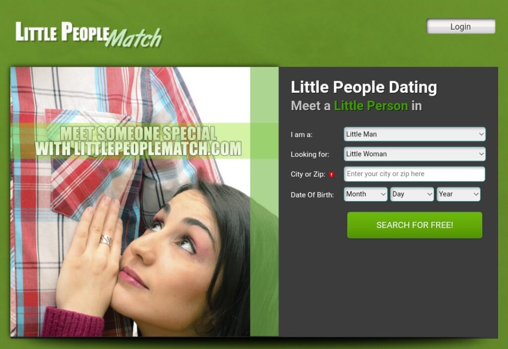 LittlePeopleMatch midget dating app sign up page